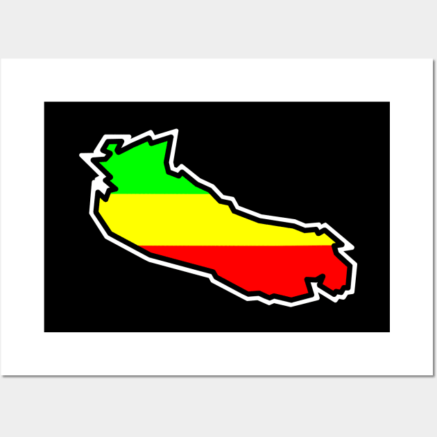 Gabriola Island Silhouette in Rasta Rastafarian Flag Colours - Rastafari - Gabriola Island Wall Art by Bleeding Red Paint